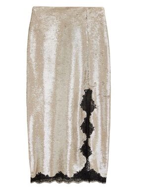 J. Crew Gwyneth Lace-Trim Gold Sequins Slip Skirt  16